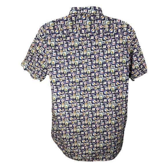 Bugatchi Shirt Mens XL Blue Animal print100% Cotton Shaped Fit Button Up - Picture 2 of 10